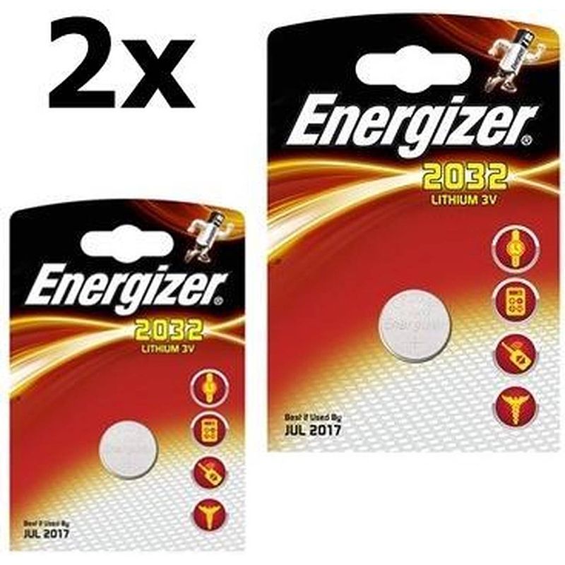 Foto van 2 stuks energizer cr2032 3v lithium batterij