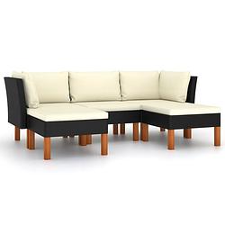 Foto van Vidaxl 5-delige loungeset met kussens poly rattan zwart