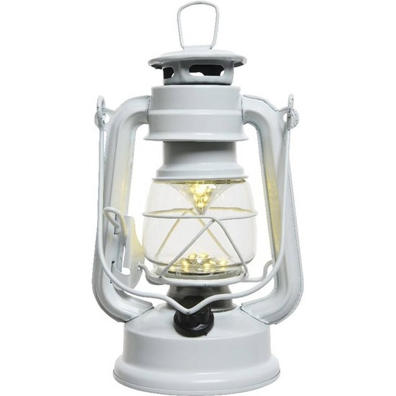 Foto van Witte led licht stormlantaarn 25 cm - campinglamp/campinglicht - warm witte led lamp