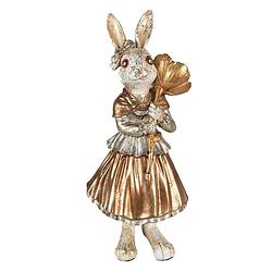 Foto van Clayre & eef beeld konijn 13x11x30 cm goudkleurig kunststof woonaccessoires paashaas pasen goudkleurig woonaccessoires