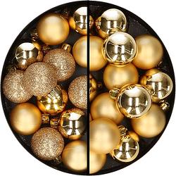 Foto van 30x stuks kunststof kerstballen goud 3 en 4 cm - kerstbal