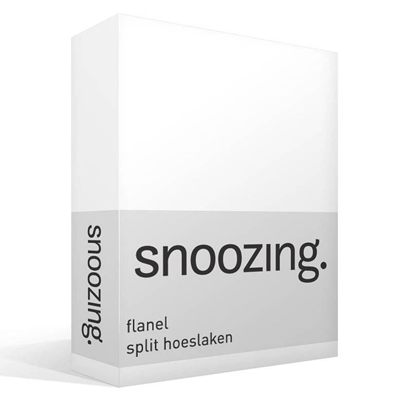 Foto van Snoozing - flanel - split-hoeslaken - lits-jumeaux - 200x210/220 cm - wit