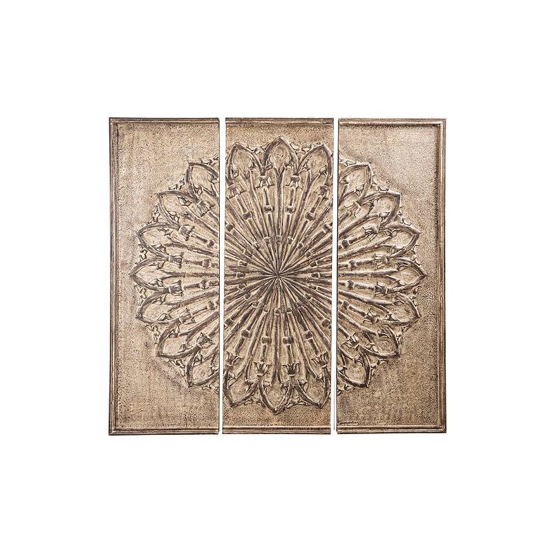 Foto van Ptmd casa brown mdf carved wallpanel antique look l 3pc