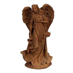 Foto van Clayre & eef decoratie beeld engel 23 cm bruin polyresin religious sculpture bruin religious sculpture