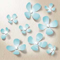 Foto van Walplus 3d decoratie sticker - 3d bloemen met 9 swarovski kristallen - lichtblauw