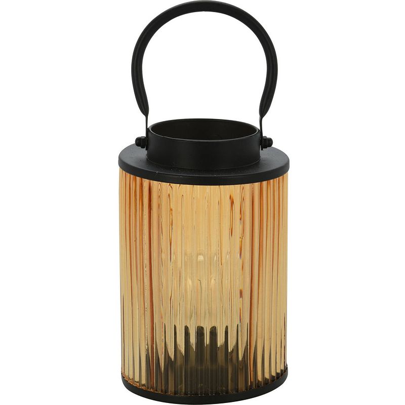 Foto van Metalen led lantaarn/windlicht warm wit licht 12,5 x 12,5 x 16,5 cm - lantaarns