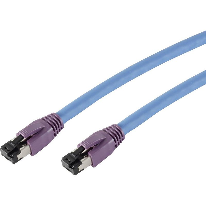 Foto van Smart 50.9104 rj45 netwerkkabel, patchkabel cat 8.1 s/ftp 2.00 m blauw vergulde steekcontacten, snagless 1 stuk(s)