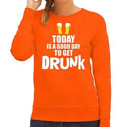 Foto van Oranje good day to get drunk sweater - koningsdag trui voor dames s - feesttruien