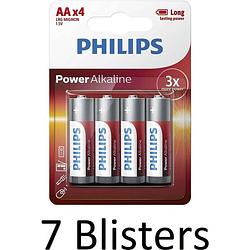 Foto van 28 stuks (7 blisters a 4 st) philips power alkaline aa batterijen