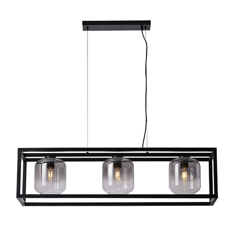 Foto van Freelight hanglamp dentro 3 lichts l 110 cm rook glas zwart