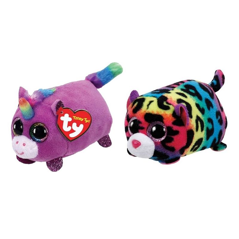 Foto van Ty - knuffel - teeny ty's - rosette unicorn & jelly leopard