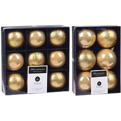 Foto van Kerstversiering kunststof kerstballen goud 6 en 8 cm pakket van 30x stuks - kerstbal