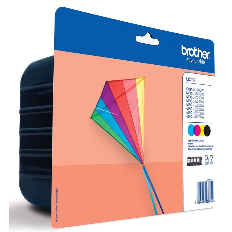 Foto van Brother inktcartridge, 600 pagina'ss, oem lc-223vp, 4 kleuren 4 stuks