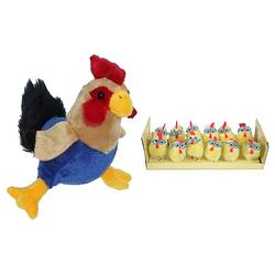 Foto van Pluche kippen/hanen knuffel van 20 cm met 12x stuks mini kuikentjes met brilletje 4,5 cm - feestdecoratievoorwerp