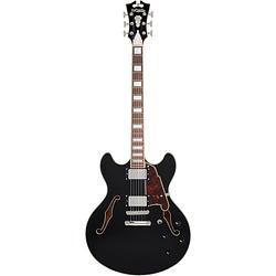 Foto van D'sangelico premier dc solid black semi-akoestische gitaar