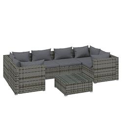 Foto van Vidaxl 7-delige loungeset met kussens poly rattan grijs