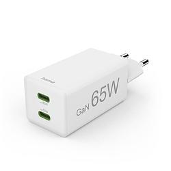 Foto van Hama fast charger gan 2x usb-c pd/qualcomm® mini-charger 65 w oplader wit