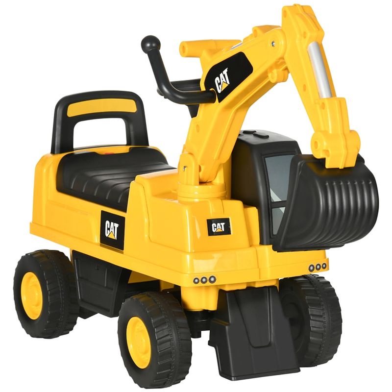 Foto van Graafmachine speelgoed - loopauto - loopwagen - bulldozer - geel/zwart - 85 x 27,5 x 47,5 cm