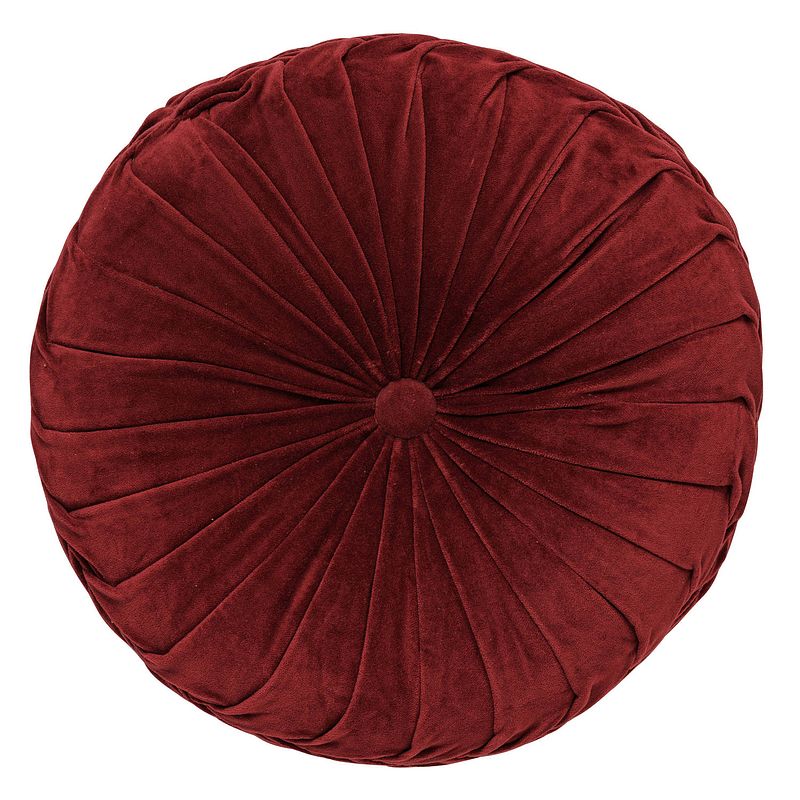 Foto van Dutch decor kaja - sierkussen rond velvet merlot 40 cm - rood