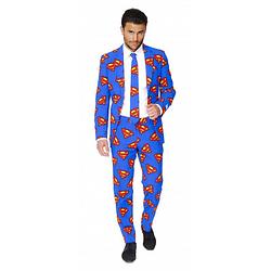 Foto van Opposuits - heren verkleedkleding net kostuum met superman print 50 (l)