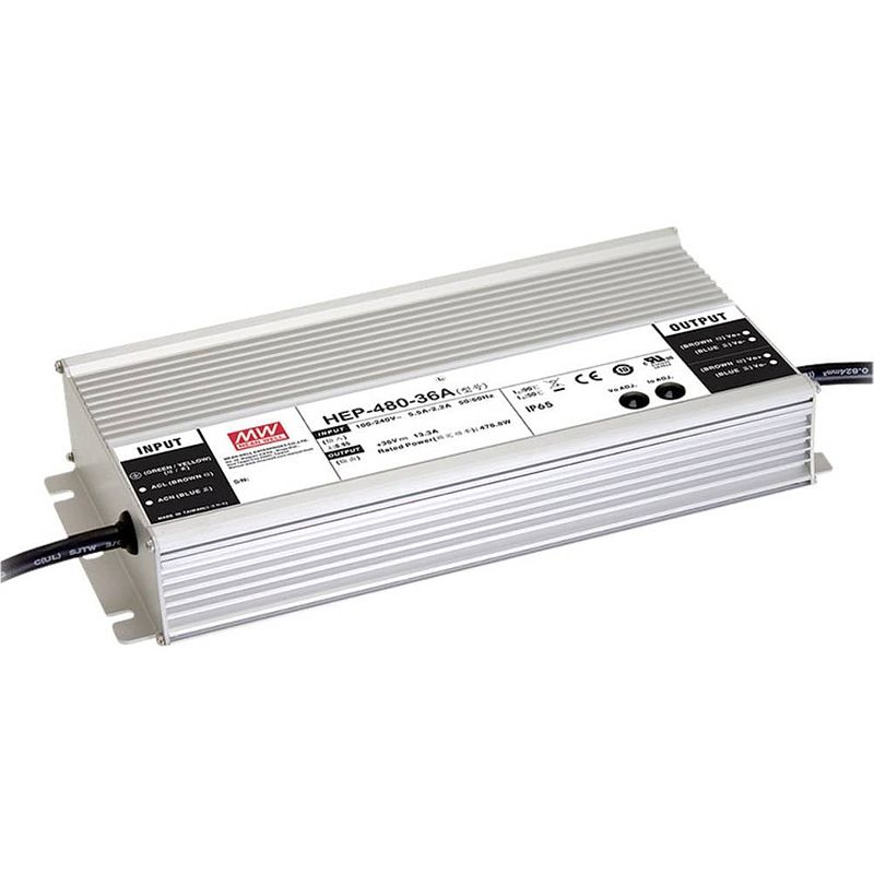 Foto van Mean well hep-480-36a ac/dc printnetvoeding 13.3 a 478.8 w 37.8 v/dc uitgangsspanning regelbaar, open kabeleinden