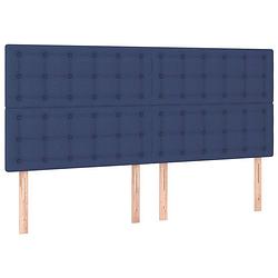 Foto van The living store klassiek hoofdbord - blauw - 180 x 5 x 118/128 cm - stof/massief larikshout