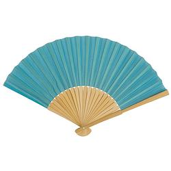 Foto van Spaanse handwaaier - special colours - turquoise blauw - bamboe/papier - 21 cm - verkleedattributen