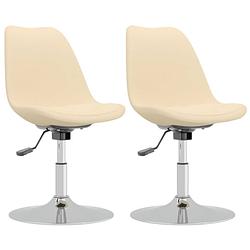 Foto van The living store eetkamerstoelen - crème - stof - 49x45x(81-93)cm - draaibaar