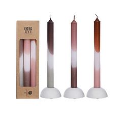 Foto van Dip dye candles set 3 st. pink/olive