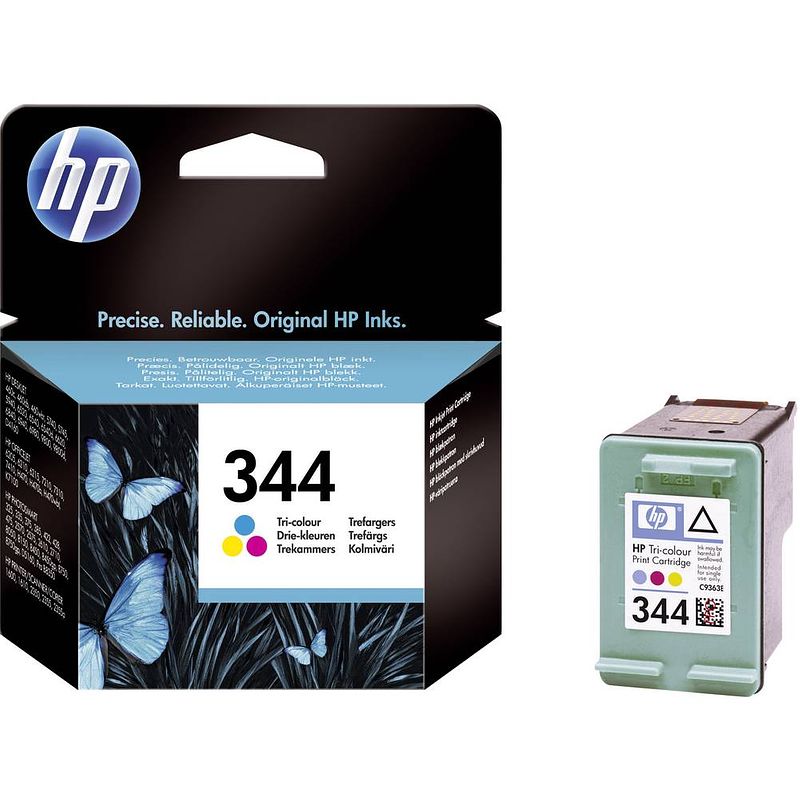 Foto van Hp cartridge 344 origineel cyaan, magenta, geel c9363ee