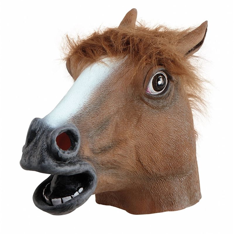 Foto van Paarden masker bruin van rubber - verkleedmaskers