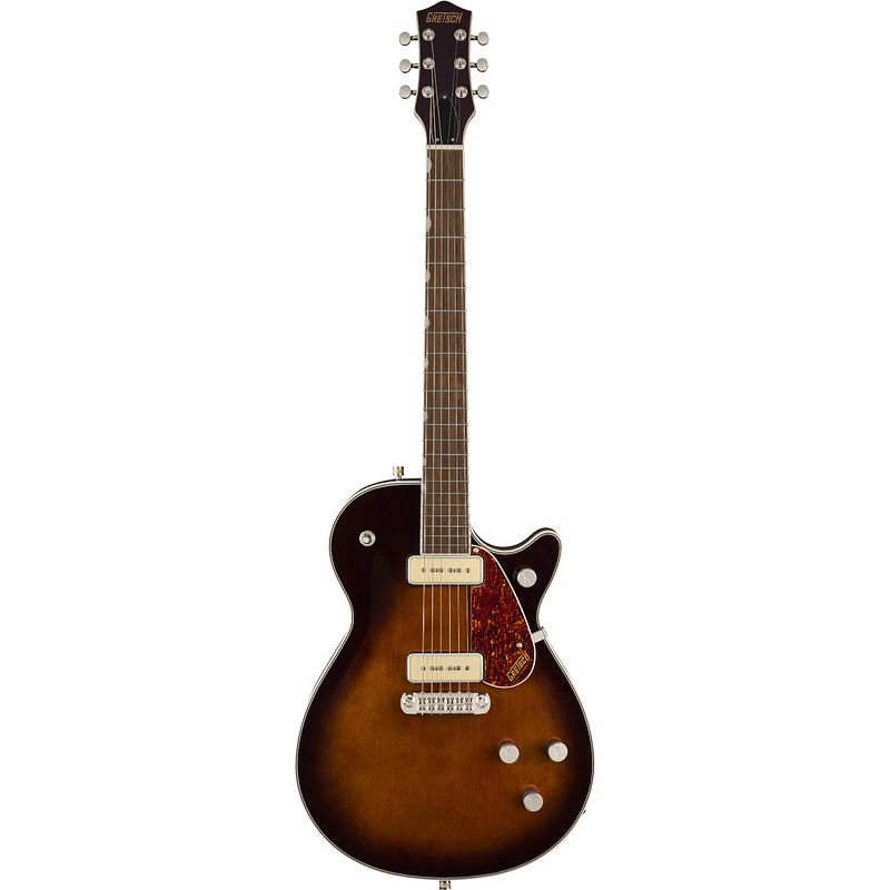 Foto van Gretsch g5210-p90 electromatic jet two 90 single-cut wraparound il single barrel burst elektrische gitaar