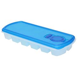 Foto van Forte plastics ijsblokjesvorm met deksel - 12 ijsklontjes - kunststof - blauw - ijsblokjesvormen