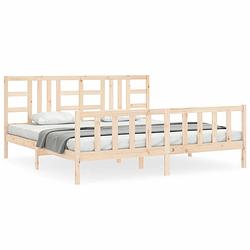 Foto van The living store massief grenenhouten bedframe - functioneel - bedframe - afmeting- 205.5 x 205.5 x 100 cm - ken-