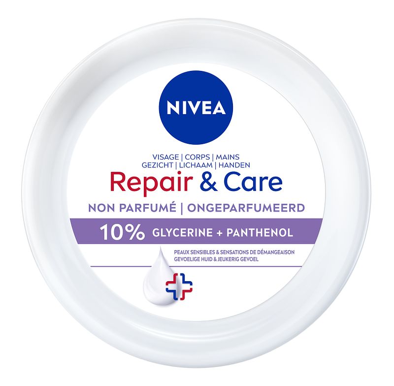 Foto van Nivea repair & care ongeparfumeerd bodycrème - 10% glycerine + panthenol