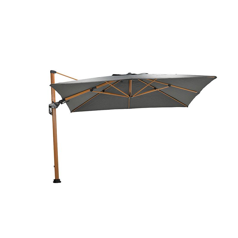 Foto van Garden impressions zweefparasol hawaii deluxe 300x300 - teak look / donker grijs