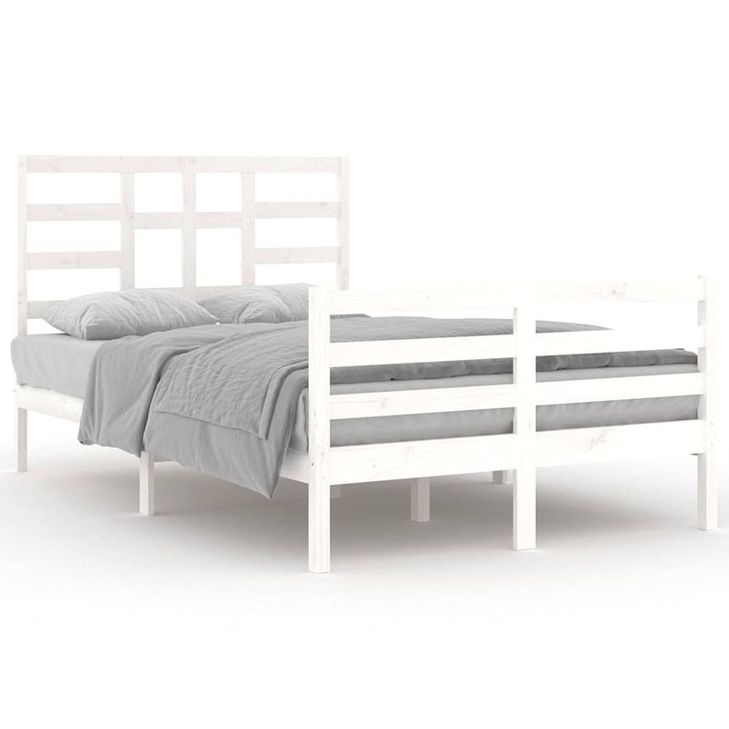 Foto van The living store bedframe - grenenhout - 120 x 200 cm - wit