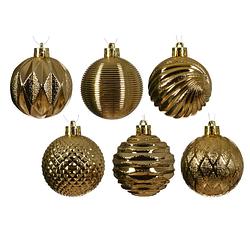 Foto van Decoris luxe kerstballen 12x - 6 cm - kunststof -goud - kerstbal