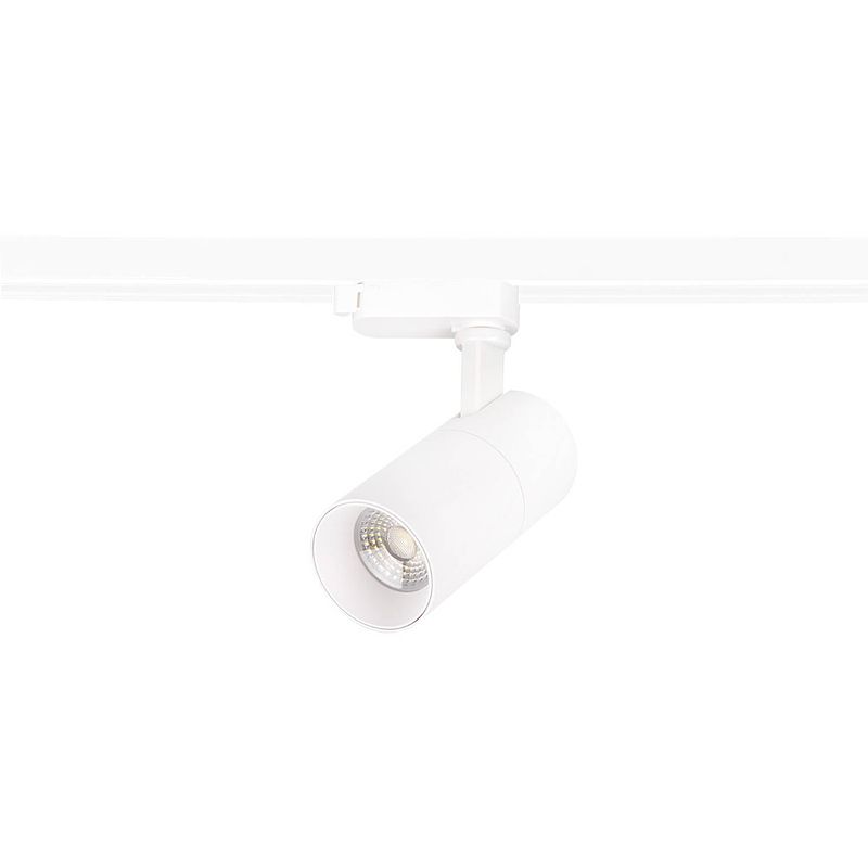 Foto van Led railverlichting - track spot - prixa pina - 1 fase - 20w - helder/koud wit 6500k - mat wit - rond - aluminium