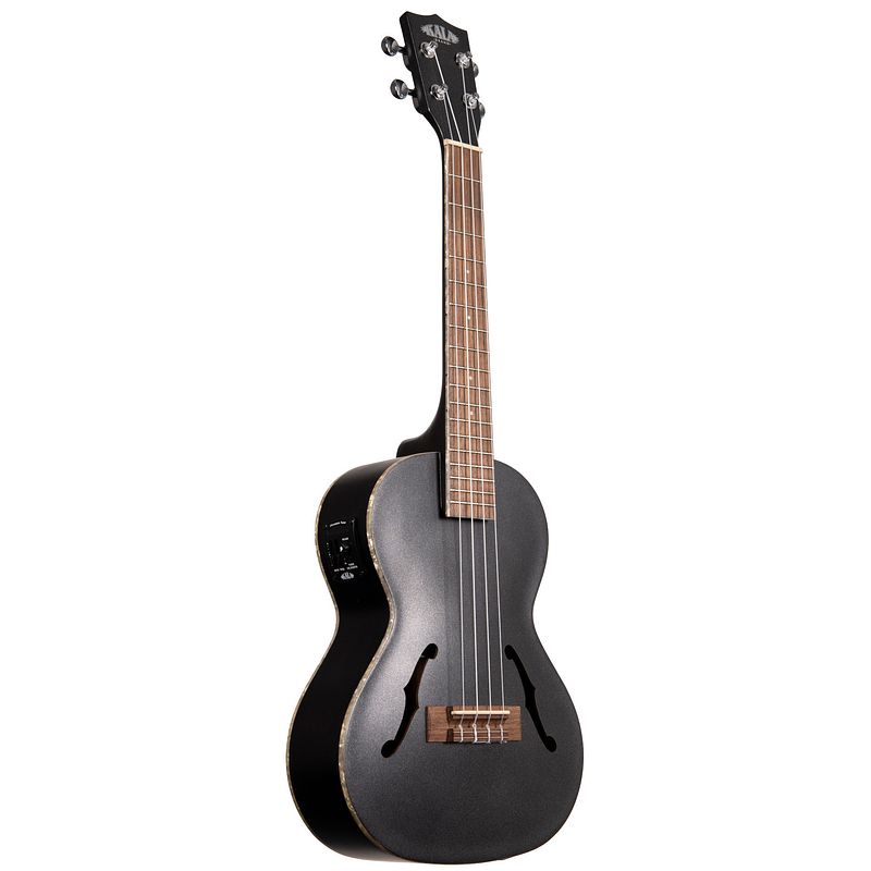 Foto van Kala jazz tenor ukulele metallic black met soft-case