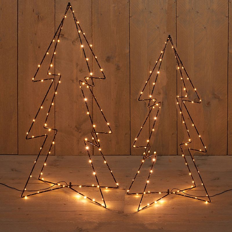 Foto van Led kerstbomen - 2x stuks - 3d - 72 en 91 cm - kerstverlichting - kerstverlichting figuur