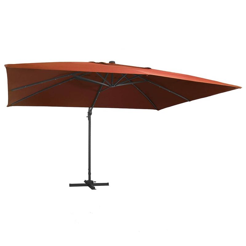 Foto van Vidaxl zweefparasol met led-verlichting 400x300 cm terracottakleurig