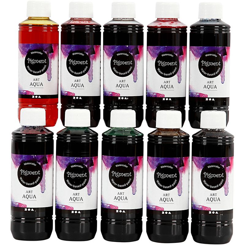 Foto van Packlinq vloeibare aquarelverf. diverse kleuren. 10x250 ml/ 1 doos