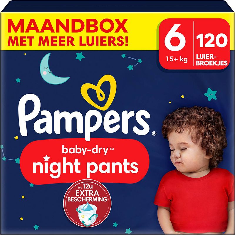Foto van Pampers - baby dry night pants - maat 6 - maandbox - 120 stuks - 15+ kg