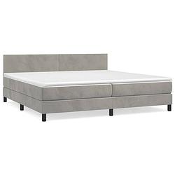 Foto van The living store boxspringbed - zacht fluweel - bed 203 x 200 x 78/88 cm - pocketvering matras - middelharde