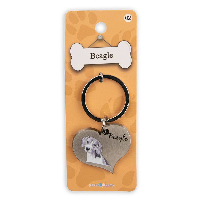 Foto van Paper dreams sleutelhanger beagle 5 cm staal zilver