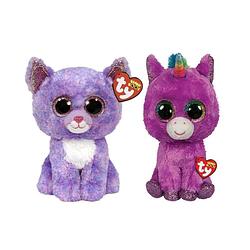 Foto van Ty - knuffel - beanie buddy - cassidy cat & rosette unicorn