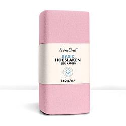 Foto van Loom one hoeslaken - 100% jersey katoen - 200x200 cm - tot 23cm matrasdikte- 160 g/m² - roze