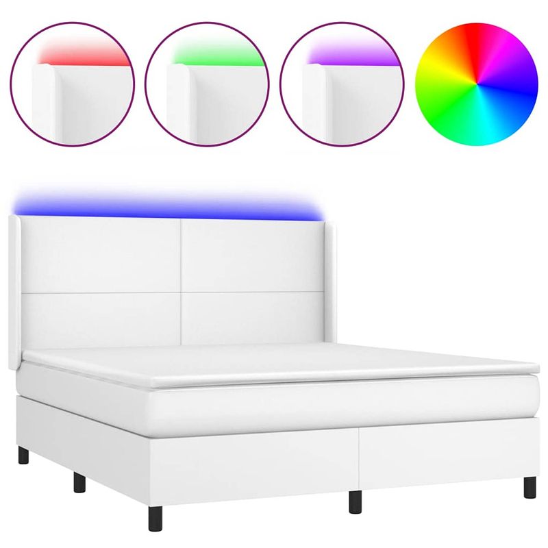 Foto van The living store boxspring bed - kunstleer - 160 x 200 cm - led