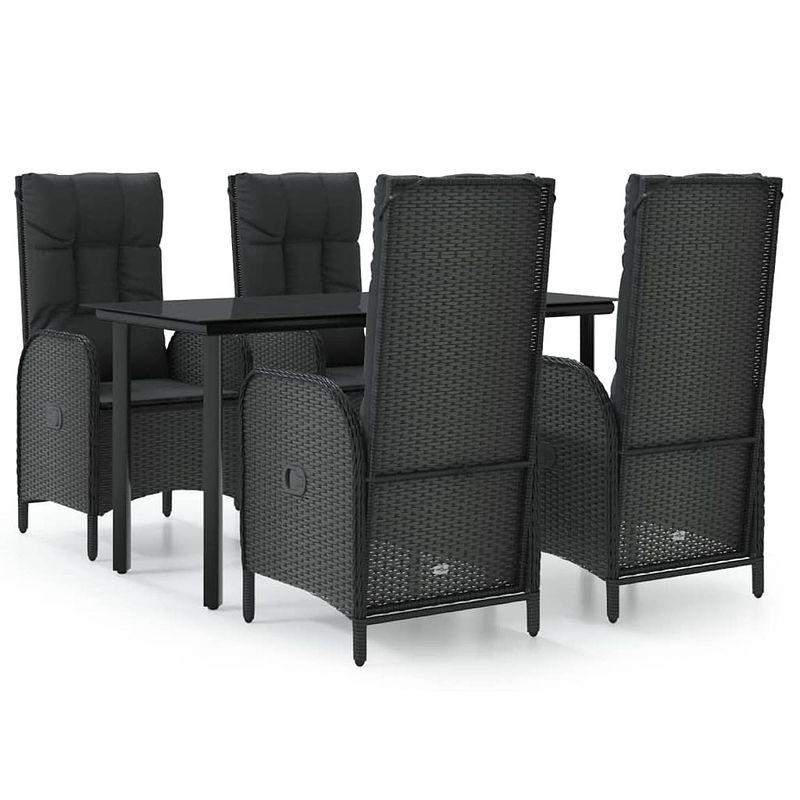 Foto van Vidaxl 5-delige loungeset met kussens poly rattan zwart